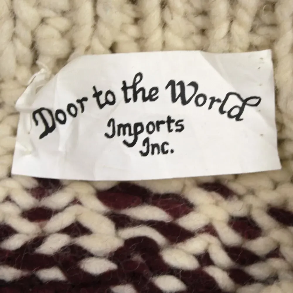 Door to the World Vintage Wool Fishermen Chunky Knit Pullover Sweater One Size